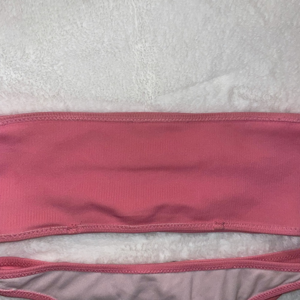Pink Ribbed Strapless bikini - Picture 9 of 9